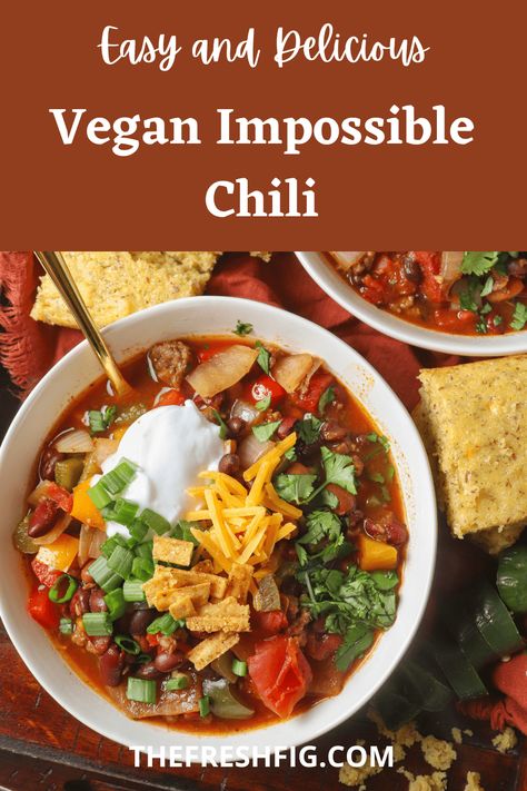 Impossible Chili, Vegan Crockpot Chili, Vegan Chili Crockpot, Healthy Chili Recipe, Crockpot Vegan, Chili Recipe Healthy, Vegan Crockpot, Healthy Chili, Bean Chili Recipe