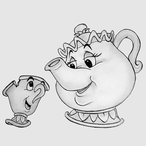 Chip  Mrs. Potts from Beauty and The Beast Sketch. #ArtByTatiana #Disney #Sketch #Sketcher #Drawing #Art Beauty And The Beast Chip Drawing, Chip And Mrs Potts Drawing, Beauty And The Beast Chip And Mrs Potts, Bell From Beauty And The Beast Drawing, Disney Drawings Beauty And The Beast, Ms Pots And Chip Tattoo, Mrs Potts And Chip Tattoo Mother Daughter, Beauty And The Beast Characters Drawings, Beauty And Beast Drawing