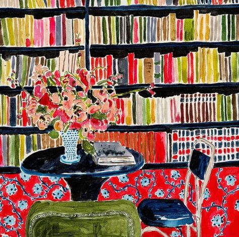 Books With Flowers, Artfully Walls, Artist Wall, 500 Piece Puzzles, Detail Art, Red Wallpaper, Square Print, Canvas Paper, Design Milk