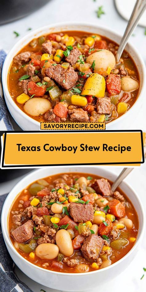 Beef Smoked Sausage Recipe, Texas Cowboy Stew Recipe, Cowboy Stew Recipe, Texas Cowboy Stew, Beef Smoked Sausage, Sausage Beans, Instant Pot Beef Stew Recipe, Cowboy Stew, Beans And Potatoes