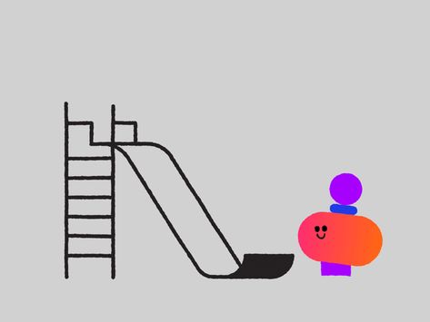 Slide by Emanuele Colombo - Dribbble #design #illustration #gif Motion Design Illustration, Sliding Animation, Slide Illustration, Character Graphic Design, Slide Animation, Creative Animation, Illustration Gif, 2d Character Animation, Dribbble Design