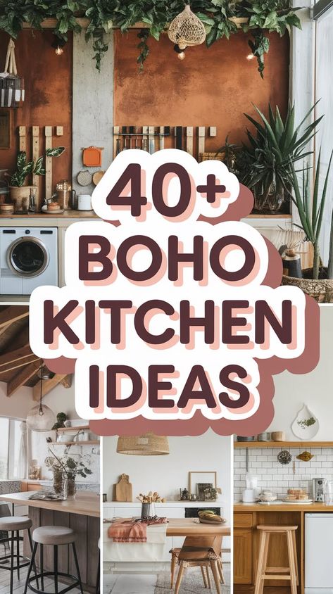 40+ Extraordinary Bohemian Kitchen Ideas for Your Forever Home Boho Backsplash Kitchen White Cabinets, Boho Decor Above Kitchen Cabinets, Small Kitchen Eclectic, Kitchen Ideas Boho Chic, Boho Backsplash Ideas, Desert Boho Kitchen, Boho Decor On A Budget, Above Kitchen Cabinet Decor Ideas Boho, Black And White Boho Kitchen