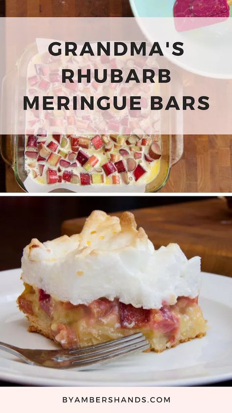 Meringue Clouds, Rhubarb Squares, Meringue Bars, Rhubarb Custard Bars, Recipes Rhubarb, Rhubarb Desserts Recipes, Rhubarb Meringue, Best Rhubarb Recipes, Rhubarb Bars