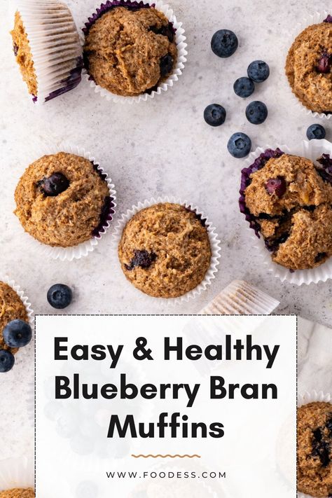 These Blueberry Bran Muffins are healthy, delicious, and easy to make. This muffin recipe is perfect for a quick breakfast or snack. It is packed with healthy ingredients, including whole wheat bran, oats, and blueberries. They're low in sugar and fat. And they are moist, perfectly sweet, and light in texture. So, if you're looking for a healthy muffin recipe, this is the one for you. Read the full recipe on my website and get baking! Blueberry Bran Muffins, Bran Muffins Healthy, Sour Cream Blueberry Muffins, Bran Muffin Recipes, Healthy Muffin, Wheat Bran, Moist Muffins, Healthy Muffin Recipes, Healthy Blueberry