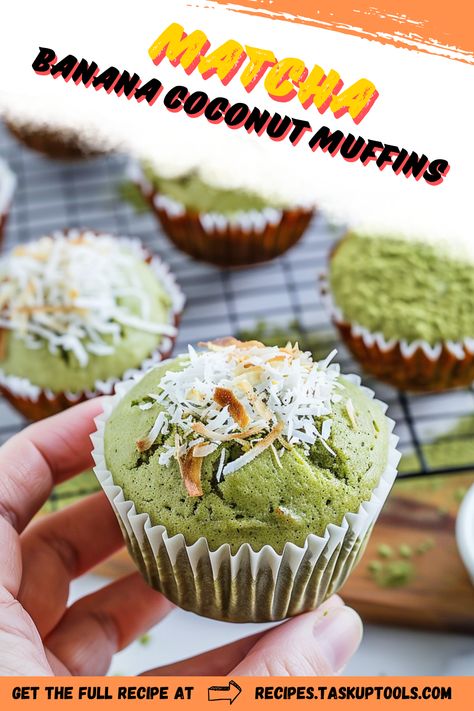 Indulge in the delightful fusion of flavors with these Matcha Banana Coconut Muffins! Perfectly moist and packed with the goodness of ripe bananas, creamy coconut, and antioxidant-rich matcha, these muffins are a healthy twist on a classic favorite. Ideal for breakfast or a snack, they offer a unique taste experience that satisfies both sweet cravings and nutritional needs. Bake a batch today and elevate your mornings with this easy, wholesome recipe that brings together vibrant ingredients for a guilt-free treat. Pin now to Matcha Muffins, Banana Coconut Muffins, Coconut Muffins, Sweet Cravings, Banana Coconut, Ripe Bananas, Breakfast Lunch Dinner, Ripe Banana, Wholesome Food