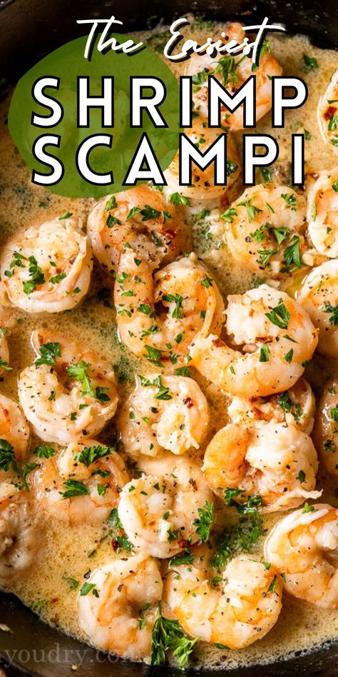 This Super Quick Shrimp Scampi Recipe is simmered in a buttery lemon and garlic sauce and ready in under 15 minutes. Use on top of freshly cooked pasta, rice or spiraled veggies for an easy weeknight dinner. Chicken Shrimp Scampi Pasta, Summer Shrimp Pasta Recipes, Easy Shrimp Scampi Recipe Garlic Butter, Summer Shrimp Dinner, B12 Recipes, Shrimp And Rice Recipes Easy, Shrimp Scampi Recipe Pasta, Garlic Shrimp And Rice, Shrimp Scampi Recipe Easy