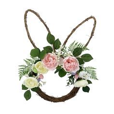 Find the 20" Bunny Head Wreath by Ashland® at Michaels. Hang this adorable bunny wreath on your door, window, or wall to add a festive touch to your home décor. Hang this adorable bunny wreath on your door, window, or wall to add a festive touch to your home décor. It's guaranteed to transform your home! Details: Pink, white, and cream 20" × 3.5" × 14" (50.8cm x 8.89cm x 35.56cm) Polyester, iron wire, Styrofoam®, plastic, and twig For indoor use | 20" Bunny Head Wreath by Ashland® | Michaels® Bunny Head Wreath, Decorative Garland, Decorative Wreaths, Fall Floral Decor, Easter Wall Decor, Banquet Decorations, Vine Wreath, Bunny Head, Head Wreath