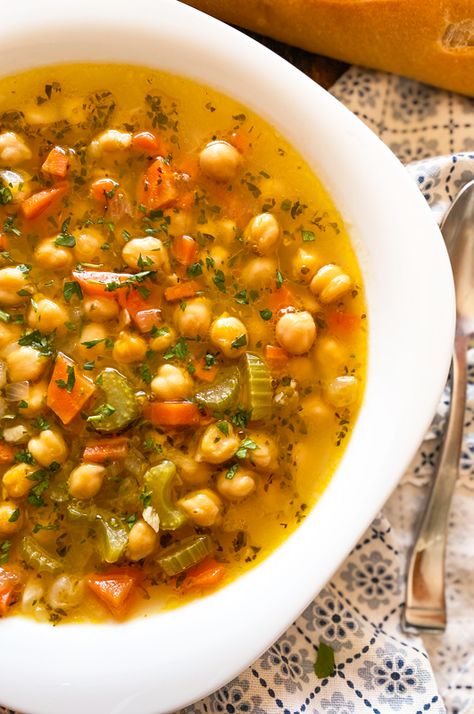 The Most FLAVORFUL Chickpea Soup | Easy Greek Revithosoupa Recipe Greek Chickpea Soup, Homemade Vegetable Broth, Pea Soup Recipe, Greek Chickpeas, Chickpea Soup, Soup Easy, Easy Vegetable, Chick Pea, Chickpea Recipes