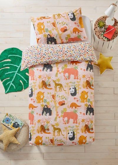 Kids & Nursery Homestore – Matalan Safari Bedroom, Jungle Bedroom, Toddler Duvet Cover, Pink Duvet, Kids Duvet, 100 Cotton Duvet Covers, Pink Duvet Cover, Endangered Animals, Cotton Duvet Cover