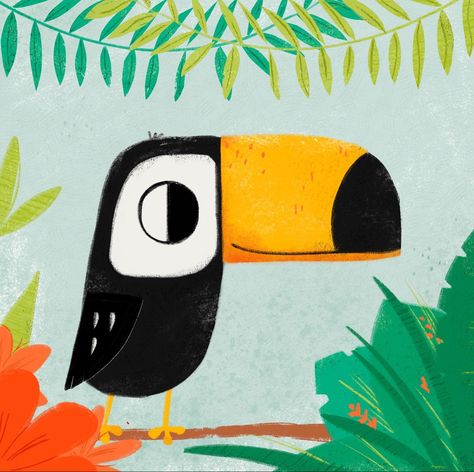 Paulina Illustrates’s Instagram photo: “Second week of #juneinbloom2022 This week’s prompt: Tropical Blooms 🌴 🦜 🌺 Tucan Illustration, Toucan Art, Flower Soft, Digital Illustrations, Drawing Challenge, Cartoon Illustration, Children Illustration, Digital Illustration, Flower Art