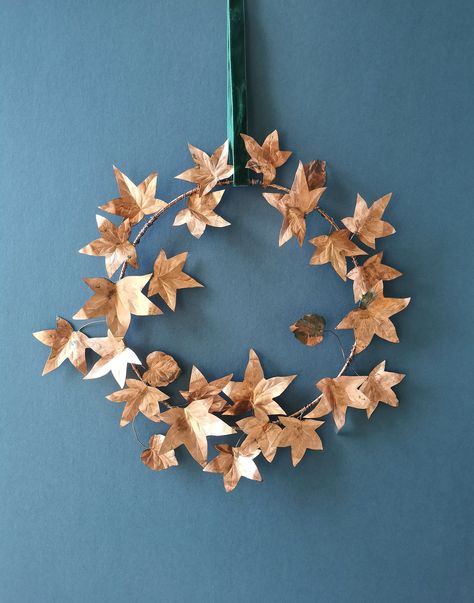 English Ivy Garland Christmas Copper Wreath, Festive Metal Wreath, Holiday Wall Hanging, Door Wreath, Festive Decor, Year Round Wreath - Etsy UK Ivy Garland, Garland Wreath, English Ivy, Colonial Christmas, Hanging Door, Garland Christmas, Handmade Inspiration, Church Crafts, Copper Art