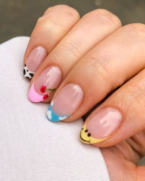 shoreditch nails on Instagram: "Pick + mix french tips by our talented Carmen 🍒​​​​​​​​ ​​​​​​​​ To book: Gel Mani Full Works + Level Three Nail Art" Mix Nails, Gel Mani, Tip Nails, French Tips, Pick And Mix, French Tip Nails, Mix And Match, Fashion Nails, Hair And Nails