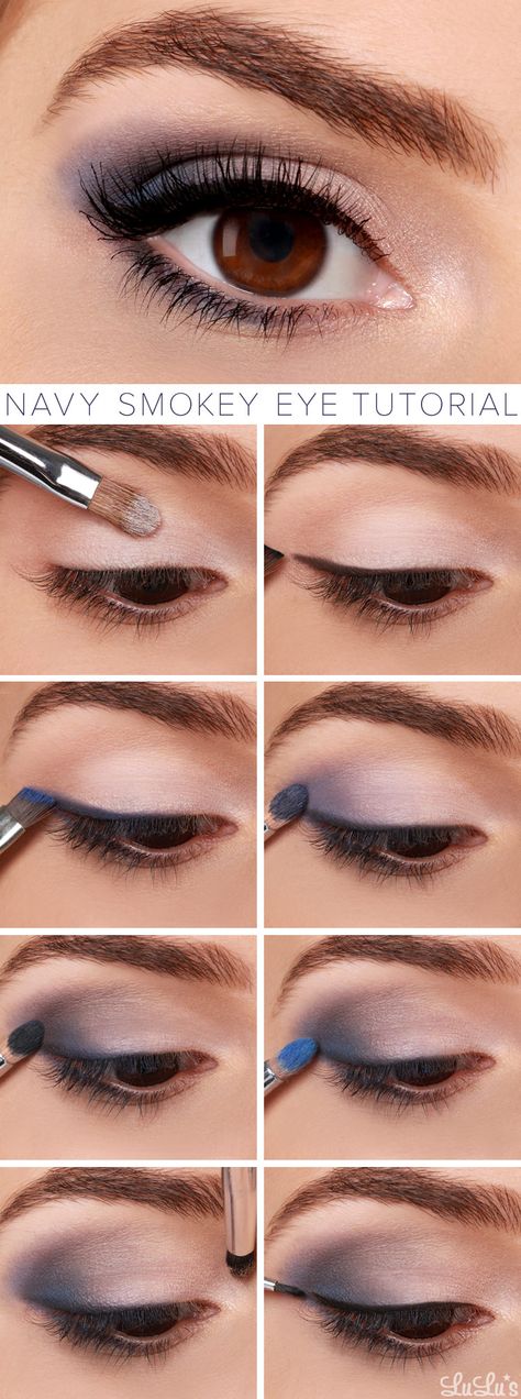 Lys Makeup, Navy Eye Makeup, Smokey Eyes Tutorial, Mac Make Up, Silver Eye Makeup, Trendy Eyeshadow, Wedding Makeup For Brown Eyes, Smokey Eye Tutorial, Smokey Eye Makeup Tutorial