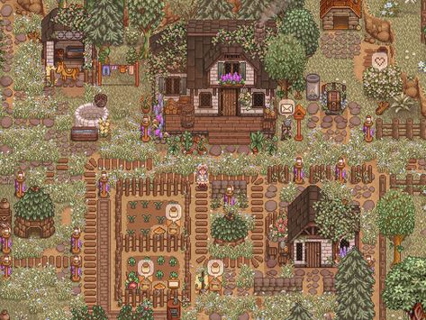 Sdv Standard Farm Design, Meadowland Farm Stardew, Forest Farm Inspo Stardew, Woodland Farm Stardew, Stardew Valley Animal Product Shed, Stardew Valley Cindersap Forest, Meadowlands Farm, Stardew Farms, Star Valley