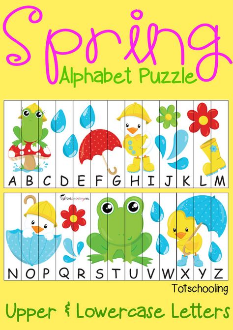 FREE printable Spring themed Alphabet sequence puzzle with uppercase and lowercase letters. Spring Alphabet, School Diy Ideas, Spring Theme Preschool, Spring Preschool Activities, Printables Preschool, Alphabet Puzzle, Alphabet Sounds, Alphabet Learning, Preschool Resources