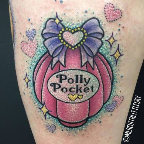 Polly Pocket Tattoo, Pocket Tattoo, Pastel Tattoo, 90s Tattoos, Kawaii Tattoo, Weird Tattoos, Tattoo Designs For Girls, Childhood Nostalgia, Japanese Tattoo Art