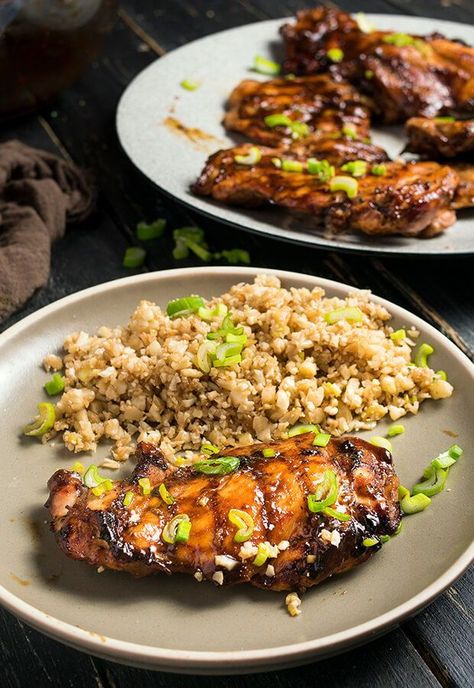 Seasoned Cauliflower Rice, Grilled Huli Huli Chicken, Seasoned Cauliflower, Carb Free Diet, Low Carb Ketchup, Huli Chicken, Huli Huli, Huli Huli Chicken, Sugar Free Ketchup