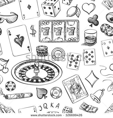 Seamless casino hand drawn pattern with roulette, cards, cigar, whisky, casino chip, jack pot, dice, money Casino Night Party, Gambling Tattoo, Gambling Quotes, Gambling Party, Casino Chips, Hand Drawn Pattern, Poker Chips, Casino Theme, Casino Theme Parties