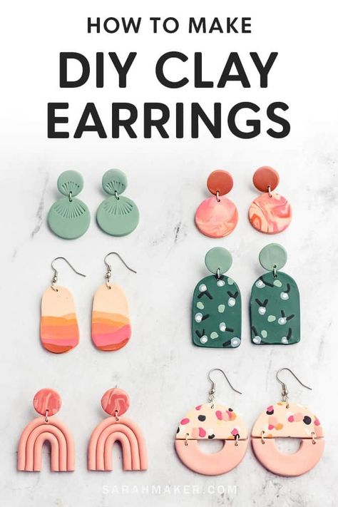 How to Make Polymer Clay Earrings Best Polymer Clay For Earrings, Polymer Clay Earrings Design Ideas, How To Bake Polymer Clay Earrings, Basic Clay Earrings, How To Make Clay Earrings For Beginners, Diy Polymer Clay Earrings Tutorial, Beginner Polymer Clay Earrings, Homemade Earrings Clay, Clay Earrings For Beginners