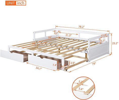 Extendable Daybed, Wooden Daybed With Trundle, Diy Sofa Bed, Wooden Daybed, Diy Daybed, Sofa Bed Bedroom, Twin Daybed With Trundle, Sofa Bed Frame, Desain Furnitur Modern