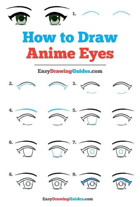 Learn How to Draw Anime Eyes: Easy Step-by-Step Drawing Tutorial for Kids and Beginners. #AnimeEyes #DrawingTutorial #EasyDrawing See the full tutorial at https://easydrawingguides.com/how-to-draw-anime-eyes/. Easy Anime Eyes, Learn To Draw Anime, Draw Face, Beginner Sketches, How To Draw Anime Eyes, Face Ideas, How To Draw Anime, Manga Eyes, Anime Face