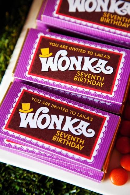 invite Willy Wanka, Wonka Bar, Chocolate Factory Party, Willie Wonka, Charlie Chocolate Factory, Wonka Chocolate Factory, Wonka Party, Willy Wonka Party, Golden Birthday Parties