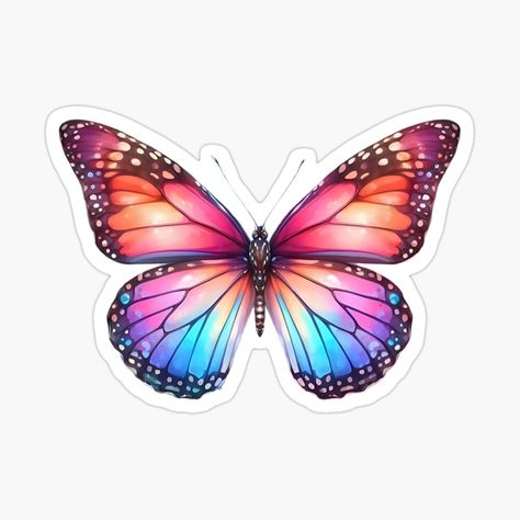 Get my art printed on awesome products. Support me at Redbubble #RBandME: https://www.redbubble.com/i/sticker/Rainbow-Butterfly-Watercolor-Wonder-by-EirinDesign/162205031.JCQM3?asc=u Sticker Butterfly, Glitter Bar, Butterfly Stickers, Butterfly Illustration, Diy Watercolor Painting, Scrapbook Stickers Printable, Rainbow Butterfly, Stickers Printable, Diy Watercolor