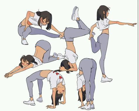 Yoga Poses Drawing, Stretching Pose, Adventure Anime, Cat Stretching, Gym Art, Poses Drawing, Gesture Drawing, Character Poses, Sketchbook Drawing