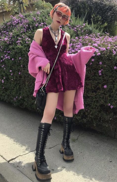 Pink Whimsigoth Outfit, Madeline Pendleton, Tunnel Vision, Fit Inspo, Over Knee Boot, Knee Boots, Fitness Inspo, Boots