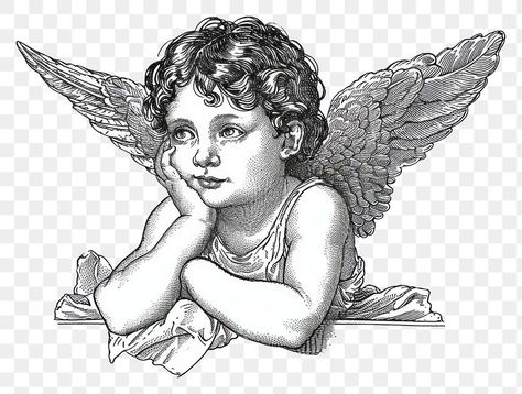 Cherub Statue Tattoo, Cherub Line Drawing, Cherub Sketch, Cherub Angel Drawing, Baby Angel Drawing, Cupid Sketch, Cherub Illustration, Angel Engraving, Cherub Drawing