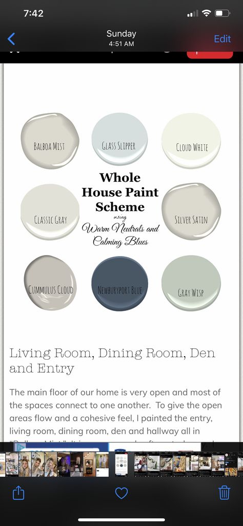 Balboa Mist Accent Color, Balboa Mist Coordinating Colors, Interior House Paint Colors, Coordinating Paint Colors, Balboa Mist, House Paint Color Combination, House Paint Interior, House Color Palettes, Country Decorating