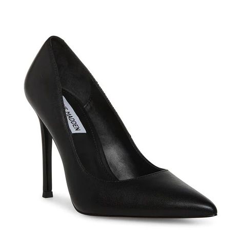 EVELYN BLACK LEATHER | Steve Madden (US) Black 4 Inch Heels, Grabby Hands, Black Lights, Branded Shoes For Men, Black Stiletto Heels, Steve Madden Store, Xmas List, Steve Madden Heels, Bridesmaid Style