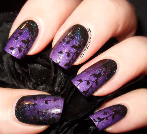 Black And Purple Nails, Unghie Sfumate, Purple Nail Art, Nails Yellow, Purple Nail Designs, Black Nail Art, Her Nails, Nail Swag, Black Nail