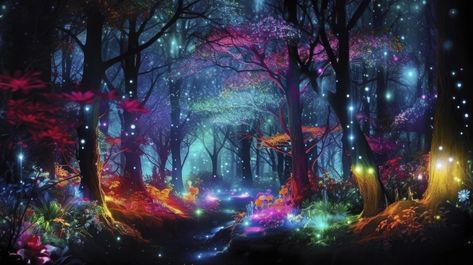 Scenery Night, Mysterious Background, Forest At Night, Crystal Cave, Night Forest, Night Landscape, Big Tree, Enchanted Garden, Forest Art