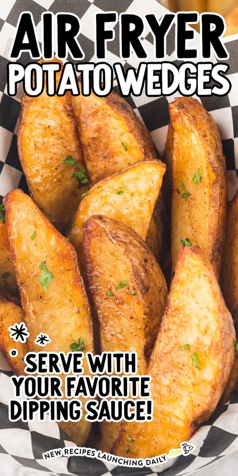 Air fryer potato wedges are crispy and tender homemade potatoes that make a delicious side dish or appetizer. Broasted Potatoes, Homemade Potatoes, Air Fryer Recipes Potatoes, Air Fryer Potato Wedges, Homemade Potato Wedges, Air Fryer Recipes Healthy Low Carb, Seasoned Potato Wedges, Air Fry Potatoes, Air Fryer Potato