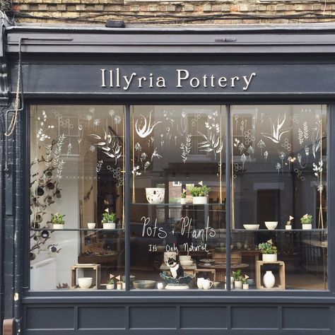 Illyria Pottery, Oxford UK Store Front Windows, Oxford Uk, Crown Aesthetic, Shop Facade, Pottery Store, Pottery Pots, Storefront Design, Shop Front Signage, Feed Ig