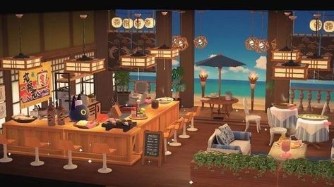 Nintendo Switch Animal Crossing, Hawaiian Homes, Animal Crossing 3ds, Tropical Animals, Beach Room, Beach Cafe, New Animal Crossing, Coastal Interiors, Beach Paradise