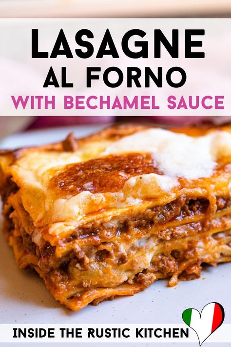 Lasagna Italian Traditional, Beschemell Lasagna, Best Lasagne Recipes Homemade Lasagna, Lasagna Recipe With Mascarpone, Lazania Recipe Italian, Authentic Italian Lasagna Recipe, Lasagna Bechamel, Lasagna With Bechamel, Bolognese Lasagna