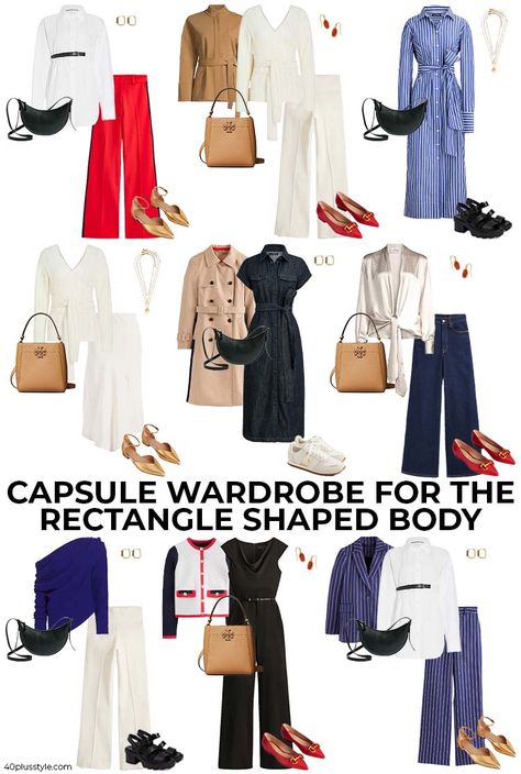 How to dress the rectangle body shape: Flattering clothes for the rectangle Rectangle Body Shape Fashion, Rectangle Body Shape Outfits, Flattering Clothes, Types Of Body Shapes, Trend Outfits, Rectangle Body Shape, Flattering Outfits, A Rectangle, Quick Outfits