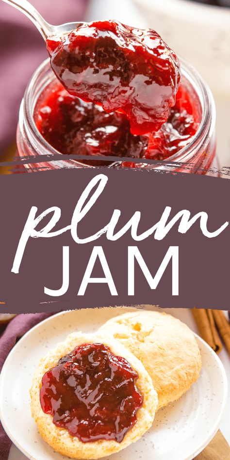 Plum Jam With Pectin, Canning Plums, Pineapple Chili, Plum Butter, Easy Jam Recipe, Pectin Recipes, Plum Jam Recipes, Easy Jam, Buttered Toast