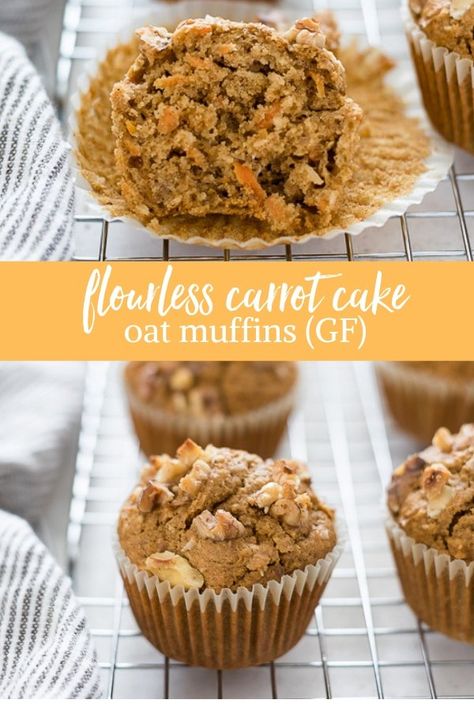 Carrot Oat Muffins, Gluten Free Carrot Muffins, Oat Carrot Cake, Muffins Oatmeal, Oat Flour Muffins, Healthy Carrot Muffins, Flourless Muffins, Healthy Carrot Cake Muffins, Oat Flour Recipes