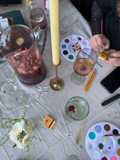 Vino and vinyl #girlsnightout #girlsnight #girlsnightideas #dinnerparty #romaticnight #bachelorette #glassware #dinnerparty #dinnerparties #dinnerpartyideas #girlsnightbasedonbachellorette #vino #vinyl #datenight #arts #artsandcrafts #girlsnightactivity #gno #aperol #sangria #samgriaaesthetic #summer #summerparty #summerdinnerparty Vino And Veils Bachelorette, Aperol Sangria, Wine Bachelorette, Dinner Party Summer, Summer Parties, Sangria, Girls Night Out, Summer Party, Girls Night