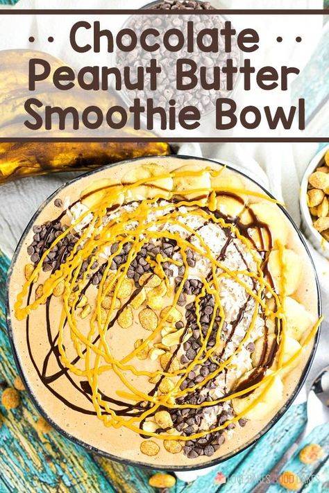 Change up your boring breakfast routine with this Chocolate Peanut Butter Smoothie Bowl! Add your favorite toppings for a delicious morning treat! Chocolate Peanut Butter Smoothie Bowl, Peanut Butter Smoothie Bowl, Healthier Breakfast, Chocolate Peanut Butter Smoothie, Peanut Butter Smoothie, Breakfast Routine, Milk Shakes, Meal Replacement Smoothies, Smoothie Bowls