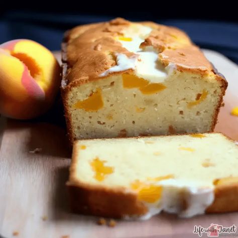 Peaches & Cream Cheese Loaf Cream Cheese Loaf, Cranberry Loaf, Peaches Cream Cheese, Cheese Loaf, Peach Cheesecake, Peaches And Cream, Loaf Recipes, Canned Peaches, Loaf Cake