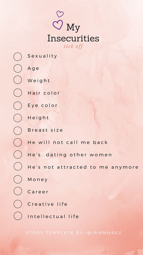 My Insecurities INSTAGRAM STORY TEMPLATE My Insecurities List, My Insecurities Template, 2023 Checklist Instagram Story, Fill The Jars Template, Selfcare Checklist, Snapchat Games, My Insecurities, Snapchat Story Questions, Photo Video App