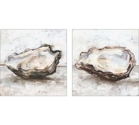 Oyster Study 2 Piece Art Print Set by Ethan Harper Oyster Wall, Florida Art, Canvas Art Set, Art Set Of 2, Seashell Art, Shell Art, Prints Wall Art, Art Print Set, Acrylic Wall Art