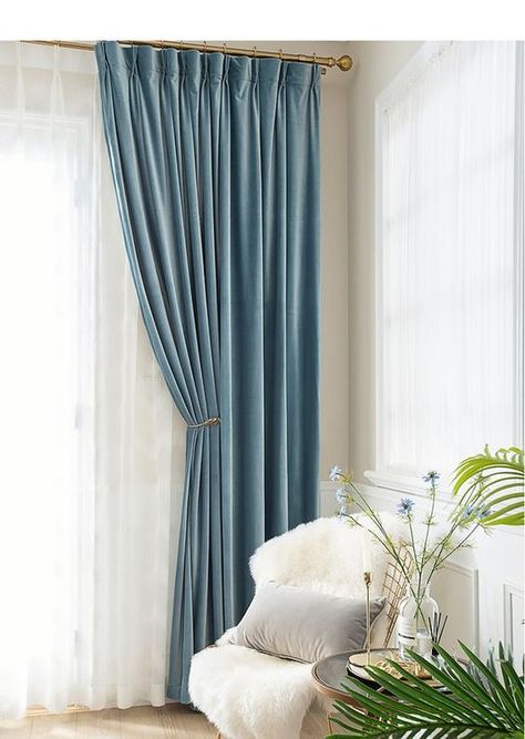 Light Blue Curtains, Blue Velvet Curtains, Curtains Fabric, Blackout Curtains Bedroom, Silk Curtains, Curtains Window, Blue Curtains, Bedroom Panel, Custom Drapes