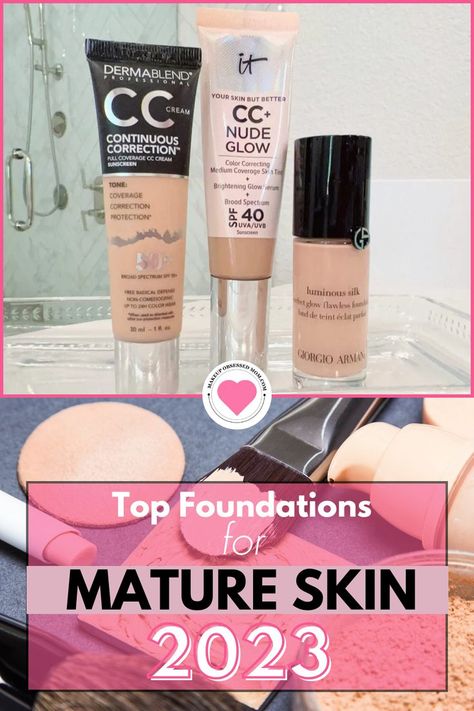 Finding the right foundation for mature skin can be tricky. You want something that covers imperfections, hydrates your skin, and gives you a natural glow. But not all foundations are created equal. Some can settle into fine lines, accentuate pores, or look cakey on your skin. That’s why I’ve rounded up the best foundation products for women with mature skin in 2023. #bestfoundation #matureskin #skincare #makeup Foundation Products, Best Cc Cream, Top Foundations, Essential Makeup, Pop Art Makeup, The Best Foundation, Bold Lip Color, Makeup Advice, Mermaid Makeup