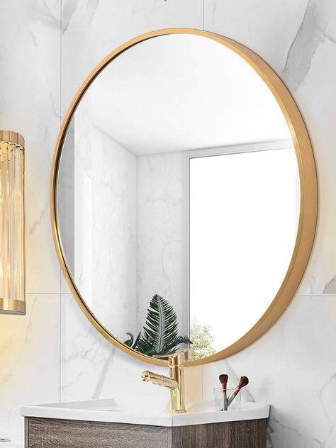 PRICES MAY VARY. 【Classic Design】Simply composed of large round mirror and gold metal frame, Simple and stylish. 【Wall-mounted】Smooth line beauty, ideal home decoration mirror. Wall-mounted installation saves space. 【Perfect Fit】: Whether it is natural light or human light, it can provide enough light to the room,making your rooms look more spacious. 【For a Variety of Scenarios】It is definitely the best companion for the living room, bathroom,entryways and bedroom. 【Easy to Install】The glass is Large Circle Mirror, Circle Mirrors, Round Gold Mirror, Entryway Mirror, Circle Mirror, Circular Mirror, Big Bathrooms, Mirror Wall Bathroom, Living Room Mirrors