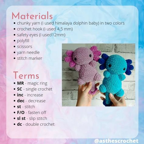 Baby axolotl free pattern Crochet Stuffys, Crocheted Stuffies, Spanish Crochet, Axolotl Pattern, Axolotl Crochet, Crochet Travel, Fall Crochet Patterns, Easy Crochet Animals, Beginner Crochet Tutorial